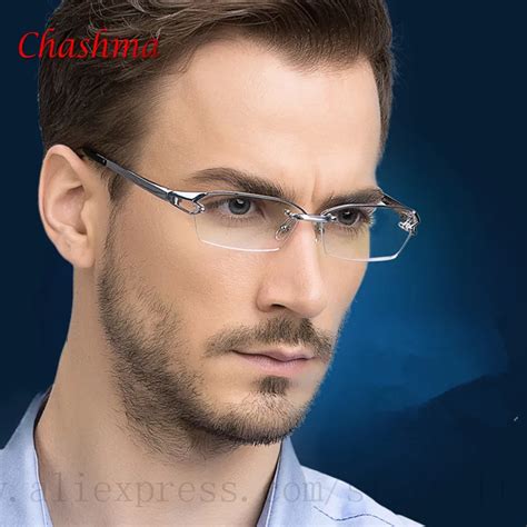 rimless modern trendy men's glasses.